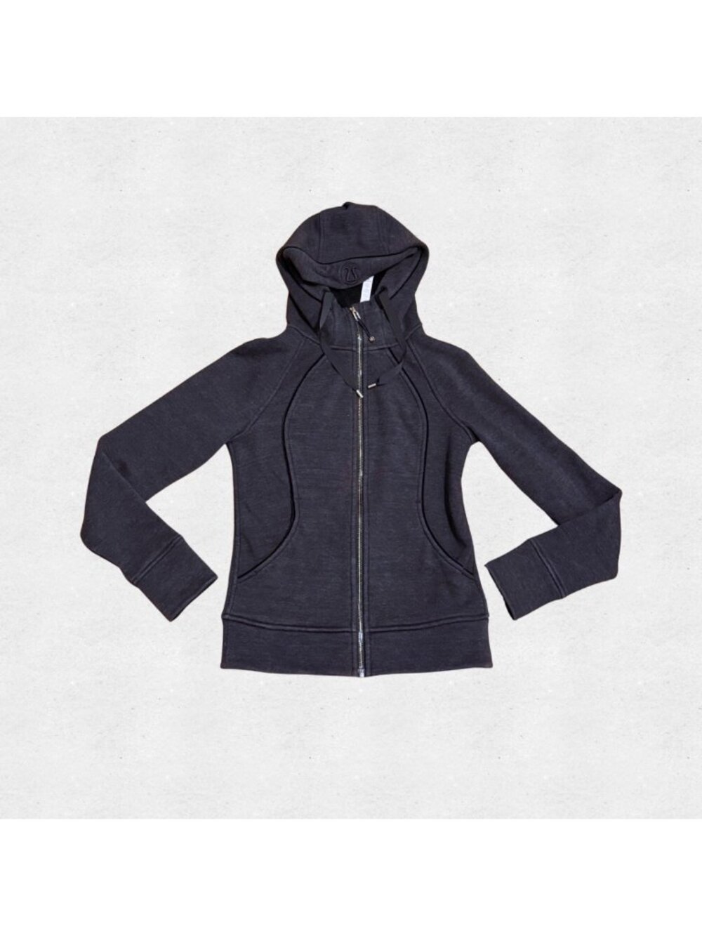 Lululemon Scuba Full Zip Hoodie Plush Heathered Black Gold Hardware 4 Thumbholes